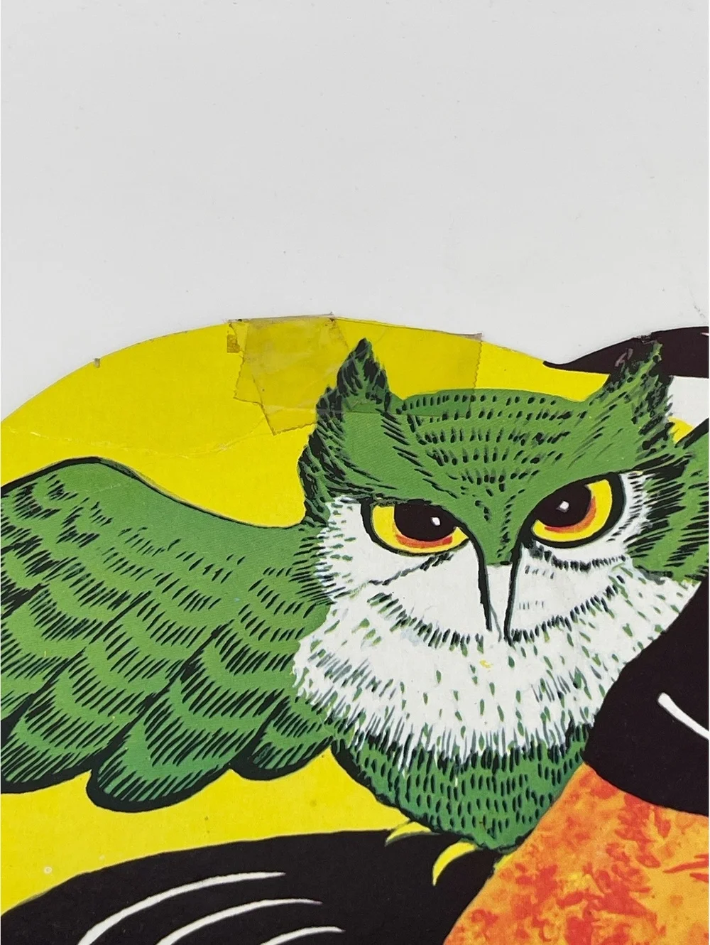 Vintage Halloween Witch Owl Cardboard Die Cut Wall Decor Pumpkin Set Lot of 2